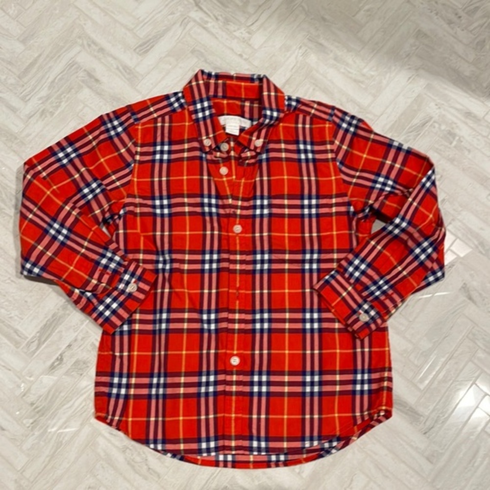 Burberry classic red plaid button down shirt, size 4